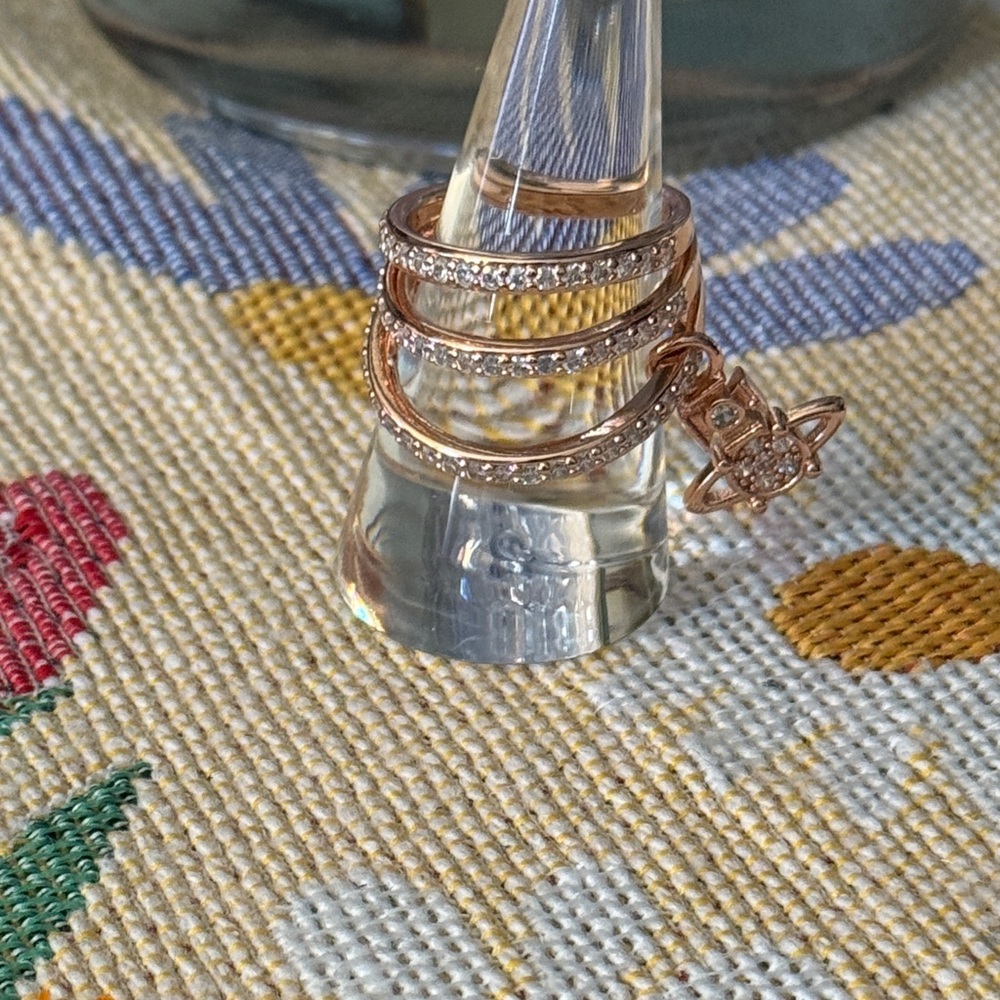Vivienne Westwood Elegant Rose Gold Ring with Crystals